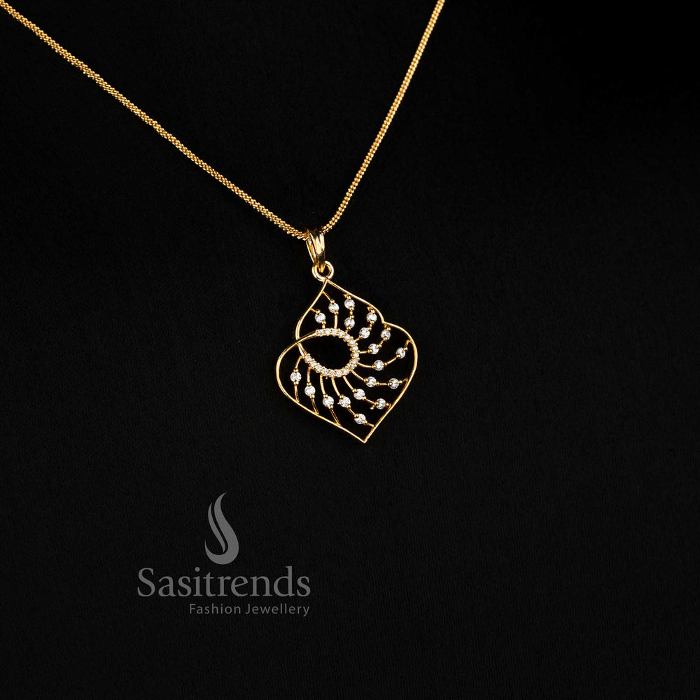 Stunning Micro Gold Plated Leaf Swirl Pendant Set with Matching Openwork Leaf Stud Earrings - Sasitrends