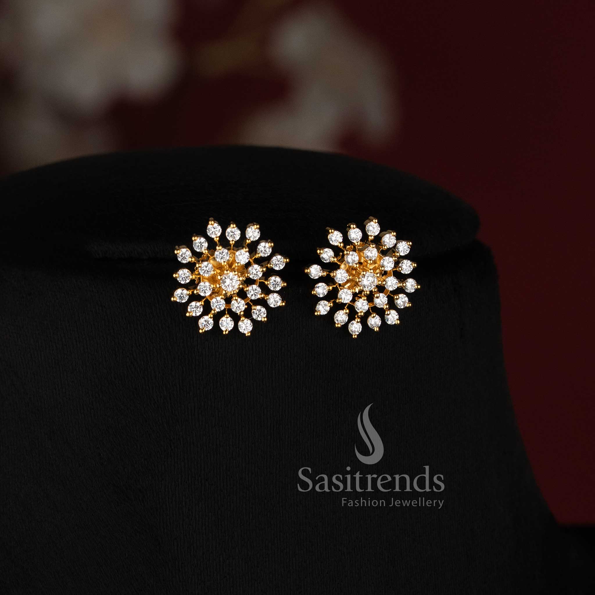 Stunning Micro Gold Plated Radiant AD Stone Pendant Chain Necklace - Sasitrends