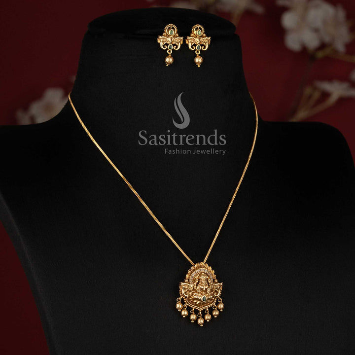 Traditional South Indian Goddess Lakshmi Necklace Set with Real Gold Look and Guaranteed Quality for Women - Sasitrends