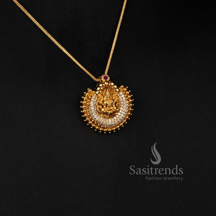 Traditional Goddess Lakshmi American Diamond Necklace Set with Real Gold Look and Guaranteed Quality for Women - Sasitrends
