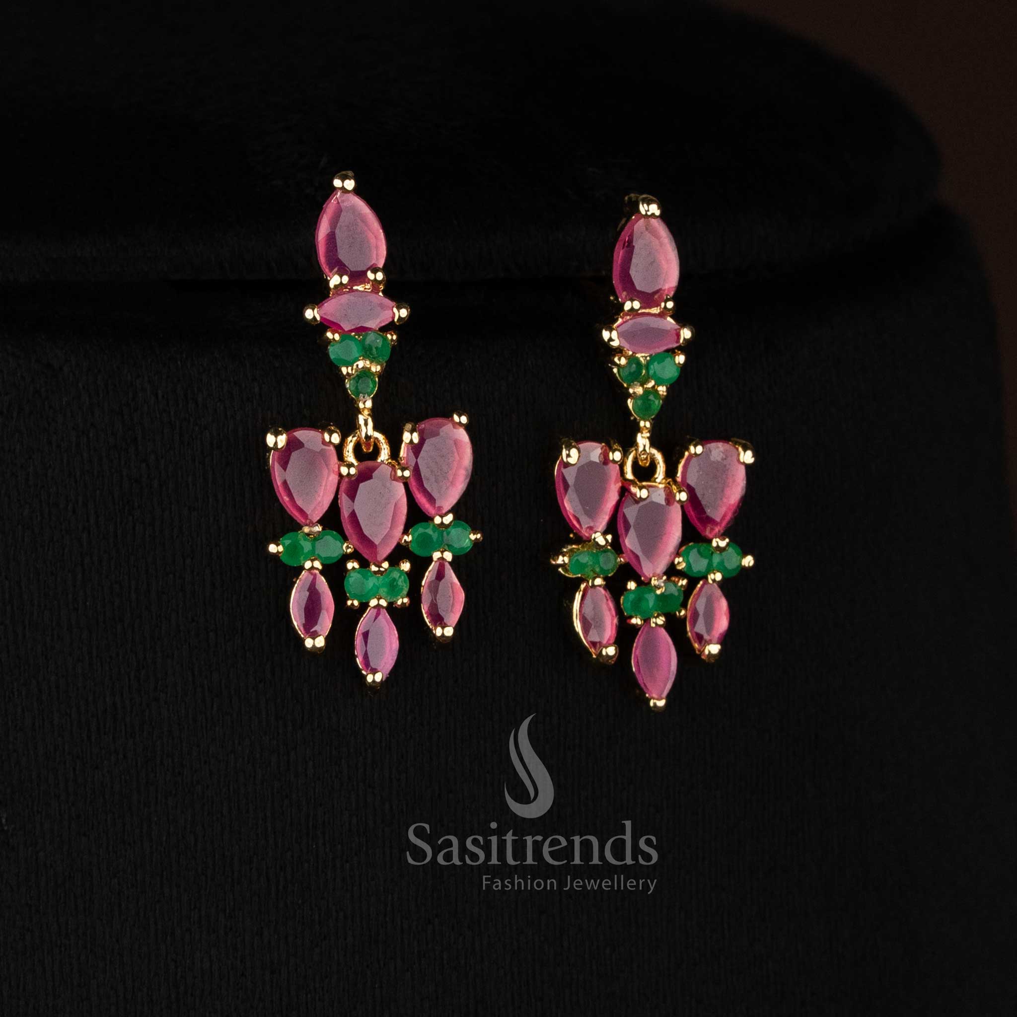 Elegant American diamond teardrop necklace with micro gold plated finish for occasions