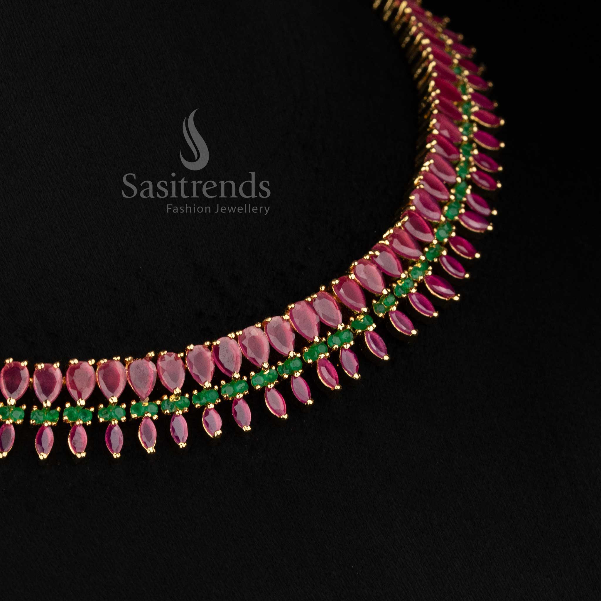 Statement micro gold plated AD teardrop necklace set for celebration wear