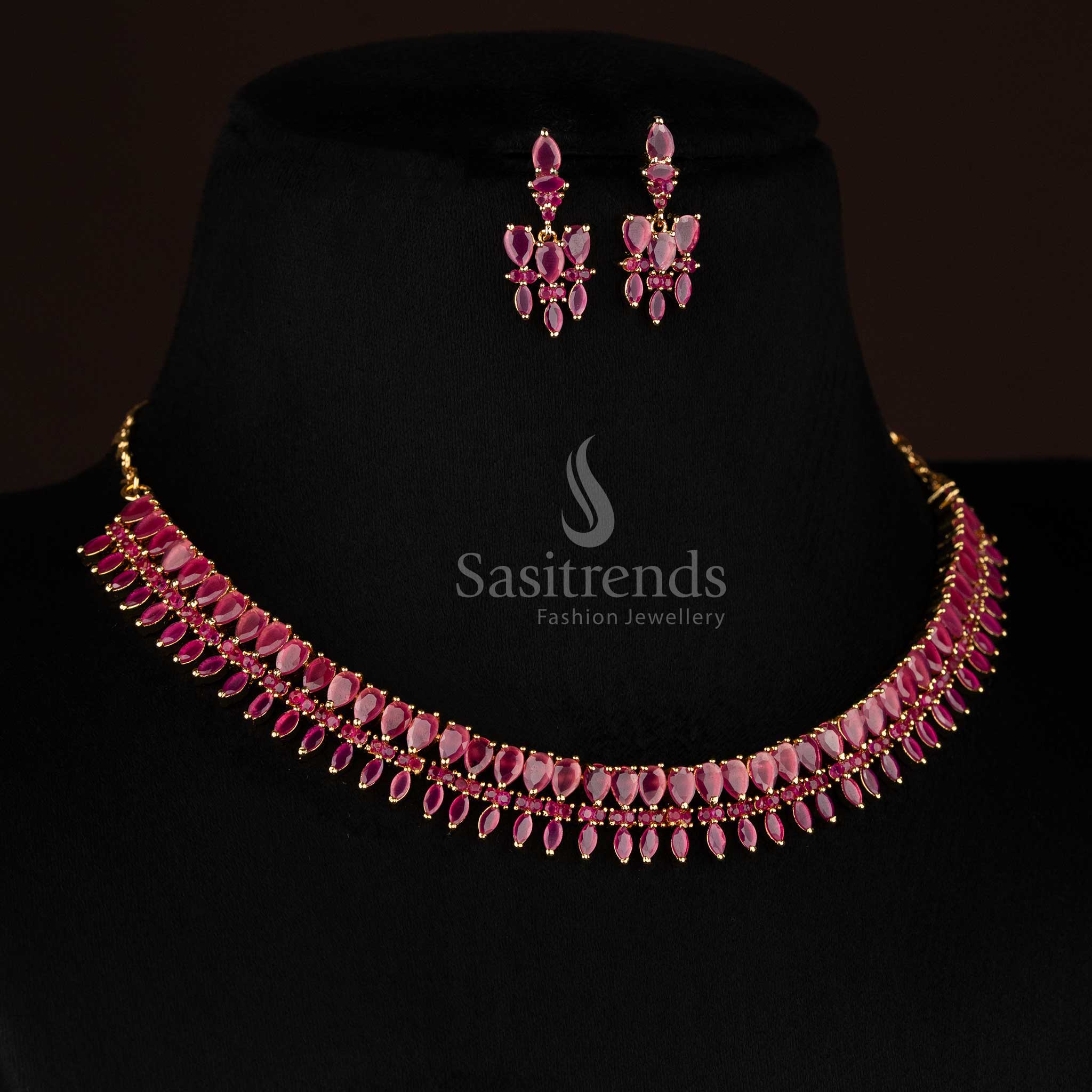 Elegant American diamond teardrop necklace with micro gold plated finish for occasions