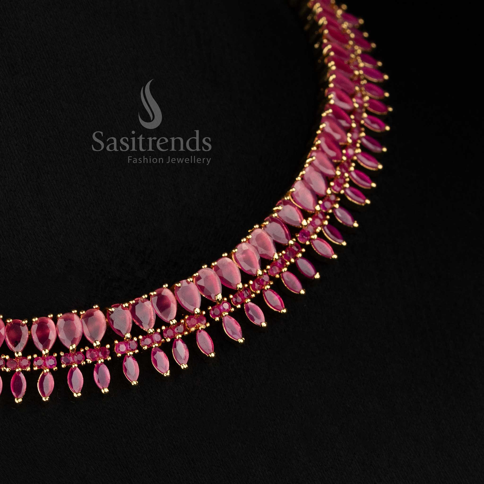 Elegant American diamond teardrop necklace with micro gold plated finish for occasions