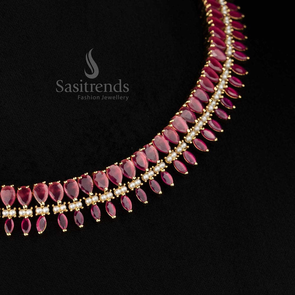 Elegant American diamond teardrop necklace with micro gold plated finish for occasions