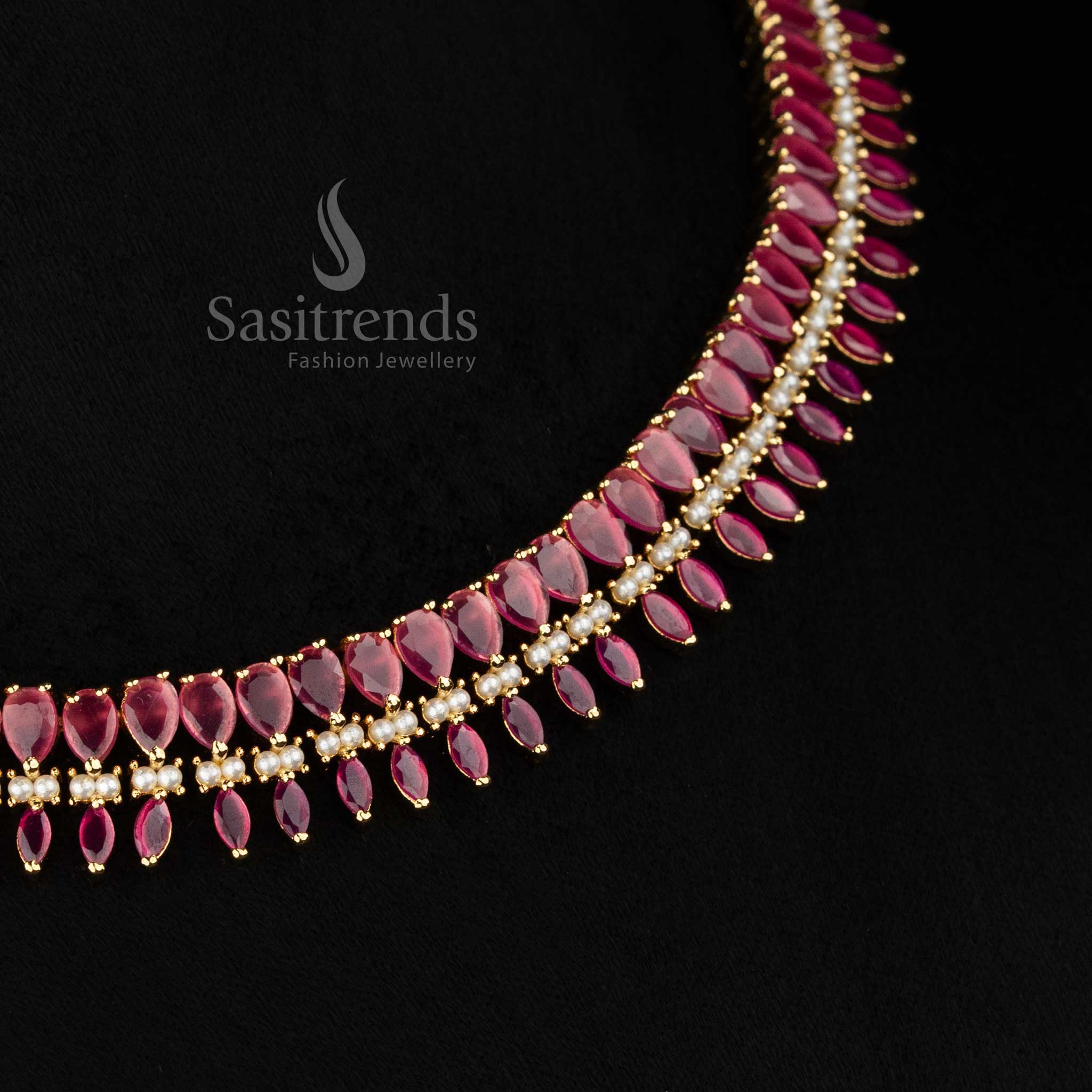 Elegant American diamond teardrop necklace with micro gold plated finish for occasions