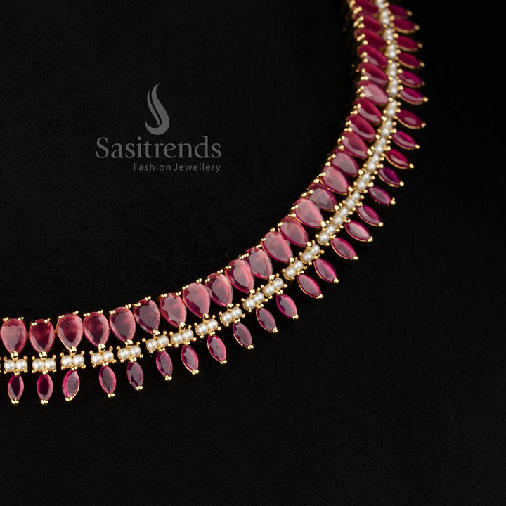 Elegant American diamond teardrop necklace with micro gold plated finish for occasions