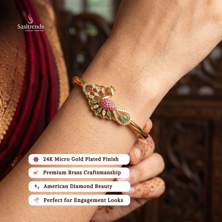 micro gold plated AD stone bangles review image - Sasitrends