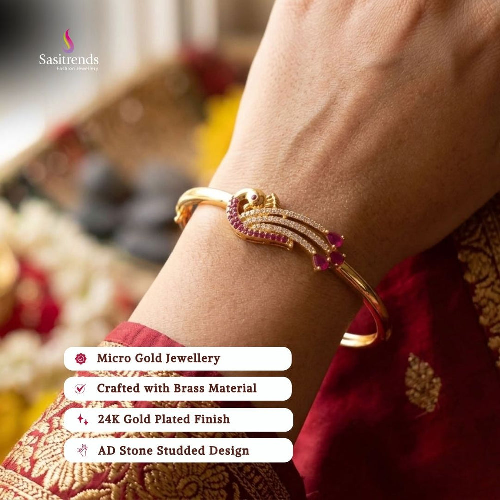 micro gold plated AD stone bangles review image - Sasitrends