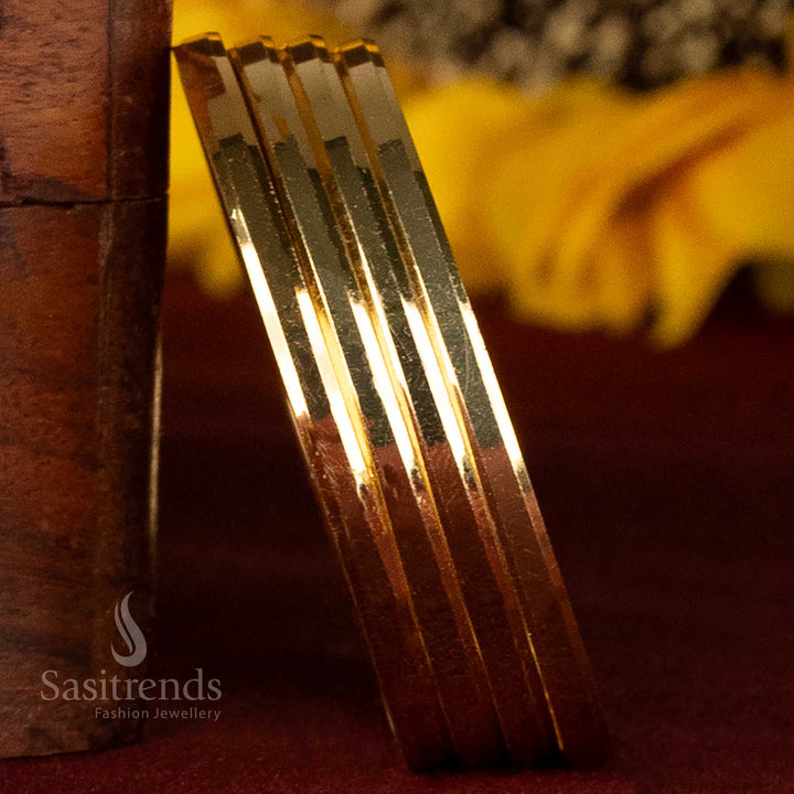 Versatile Kids Micro Gold Plated Plain Bangle Set Of 4 For Special Wear - Sasitrends