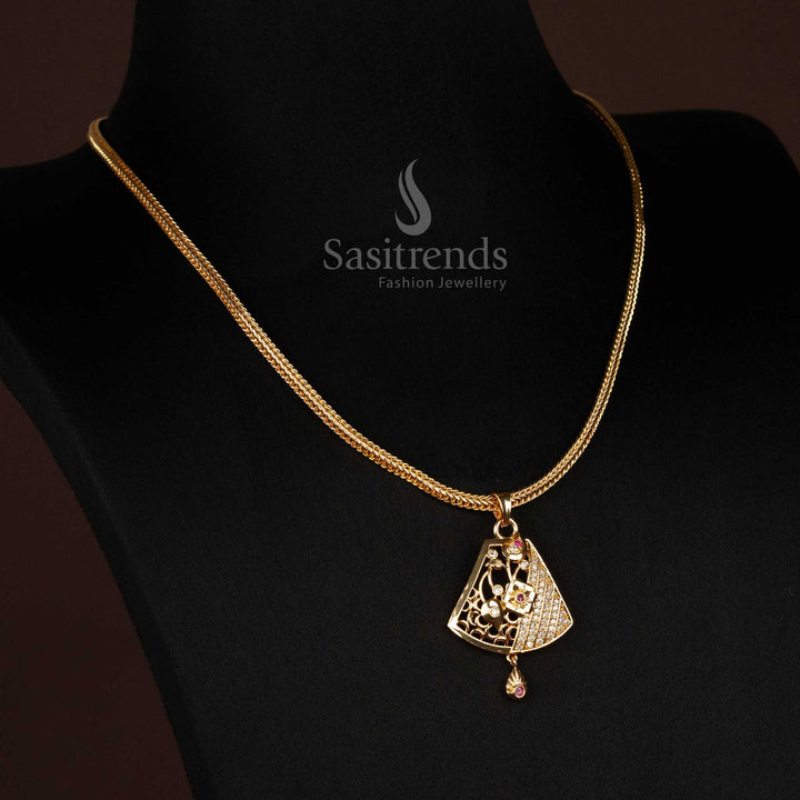 Stunning Micro Gold Plated Designer Pendant Chain Necklace - Multiple Styles  - Looks Like Real Gold - Sasitrends