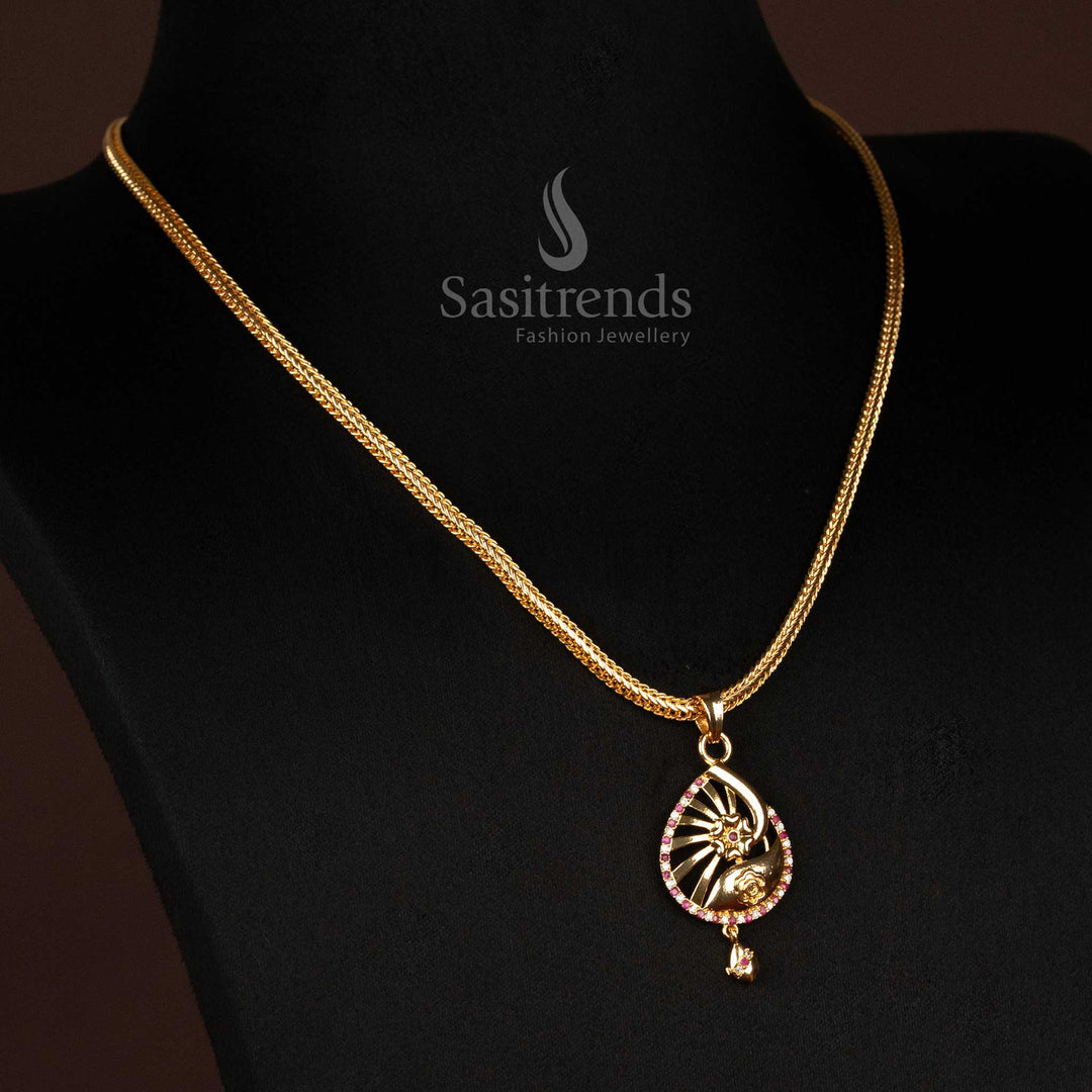 Micro Gold Plated Designer Pendant Chain Necklace 2621- Sasitrends