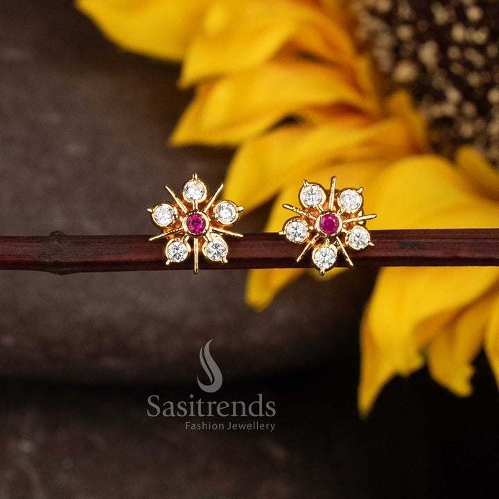 Beautiful Impon One Gram Micro Gold Plated Floral Stud Earrings – Guaranteed Quality | Sasitrends