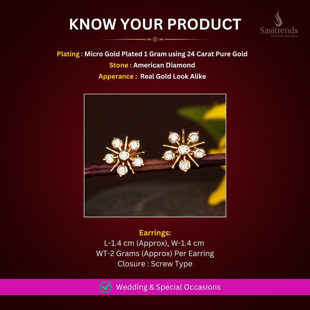 Micro Gold Plated AD Earrings Measurement Image - Sasitrends
