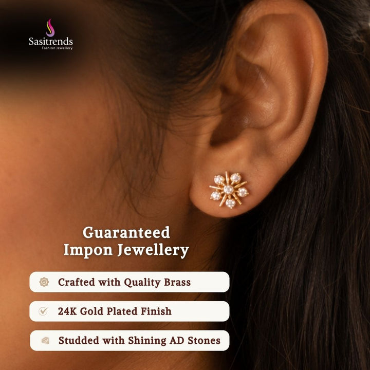 Guaranteed impon micro gold plated AD stone earrings - Sasitrends