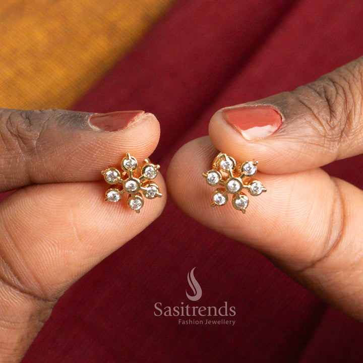 Traditional american diamond micro gold plated earrings - Sasitrends