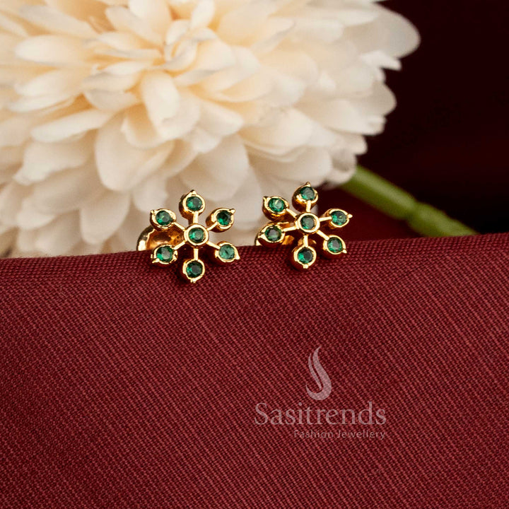 Traditional Impon 24K One Gram Gold Plated stud AD Stone Earrings - Sasitrends