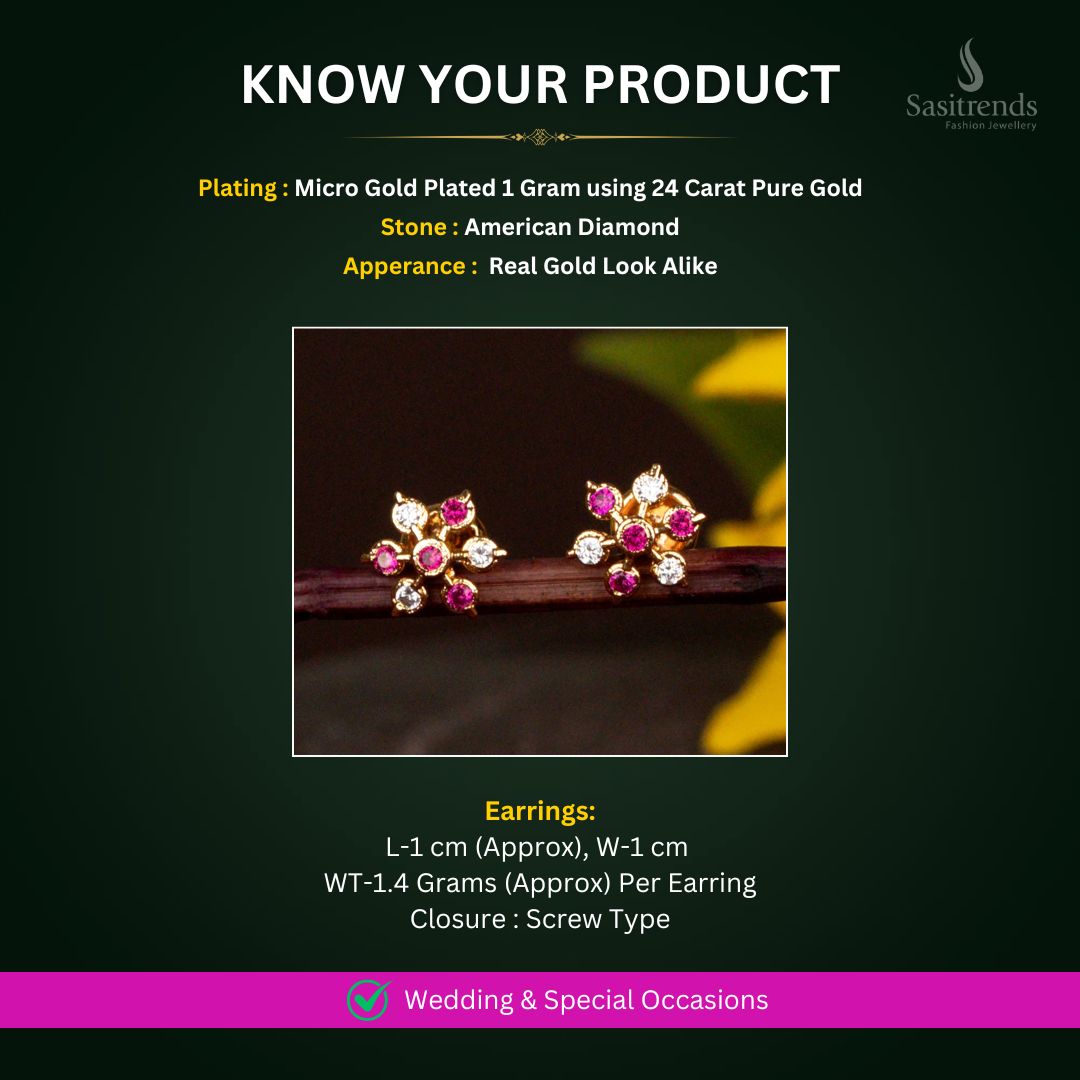 Micro Gold Plated AD Earrings Measurement Image - Sasitrends