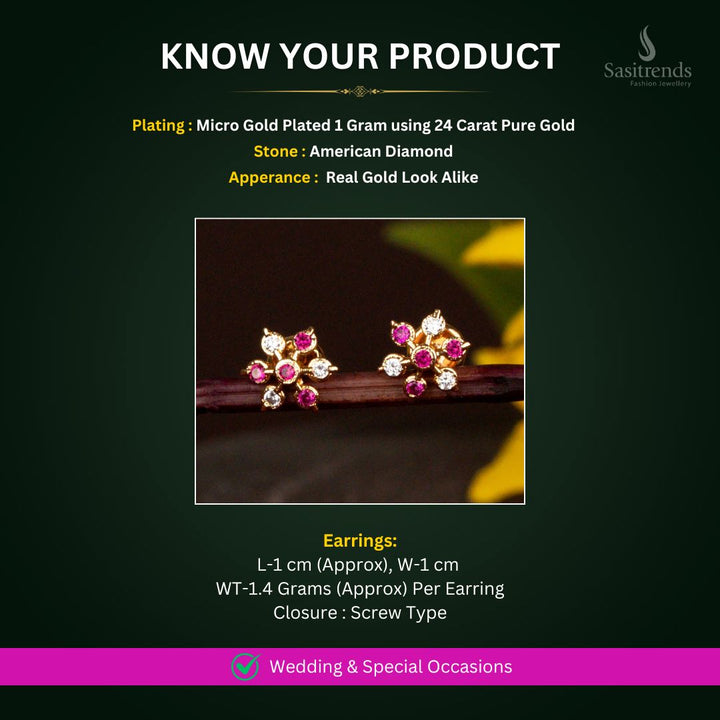 Micro Gold Plated AD Earrings Measurement Image - Sasitrends