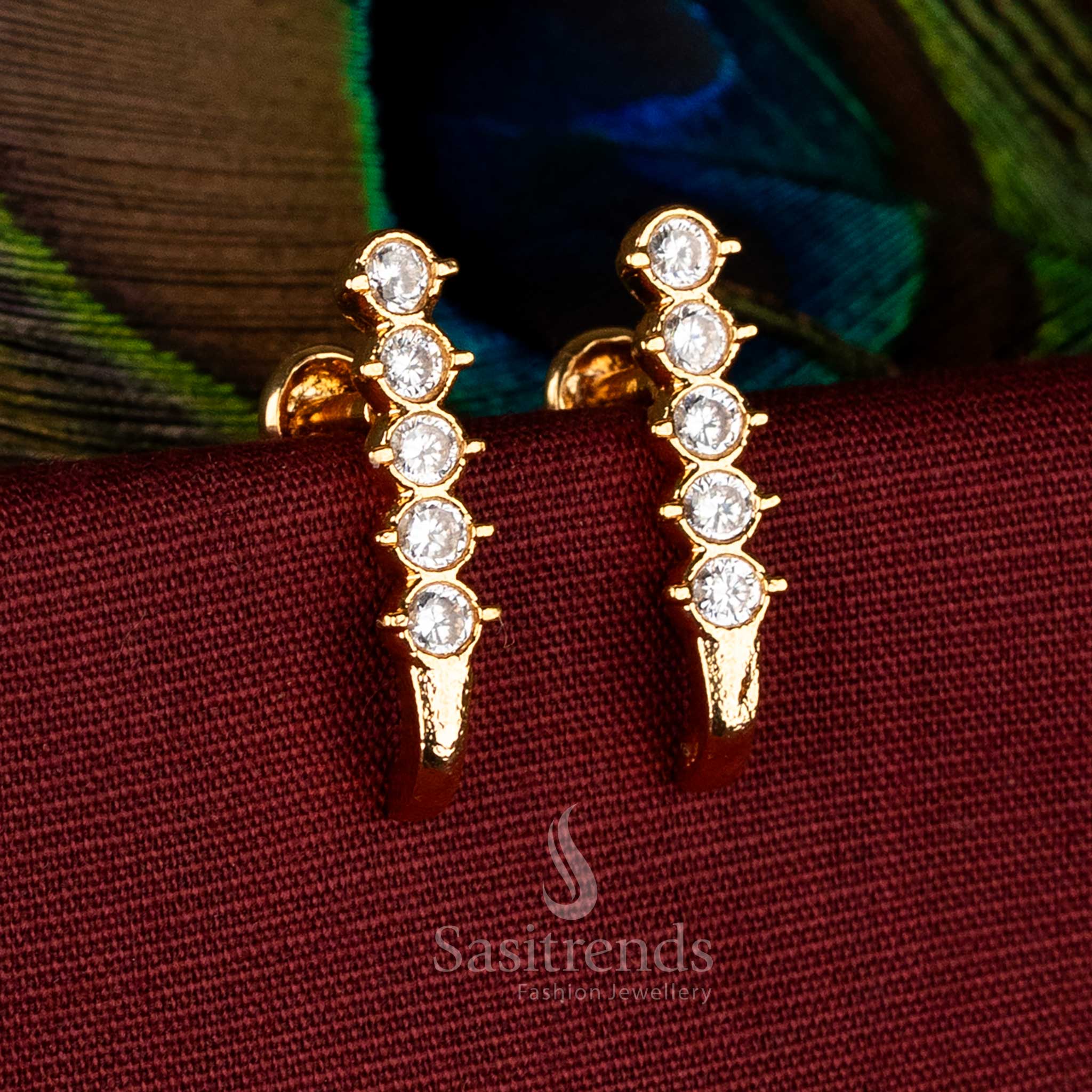 Guaranteed Impon Addigai One Gram 24k Micro Gold Plated White Ad Stone Big Earrings Real Gold Look - Sasitrends