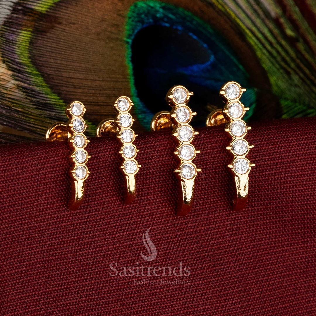 Traditional Guaranteed Impon Addigai One Gram One gram Micro Gold Plated White Ad Stone Small & Big Earrings Real Gold Look, Look like real gold - Sasitrends