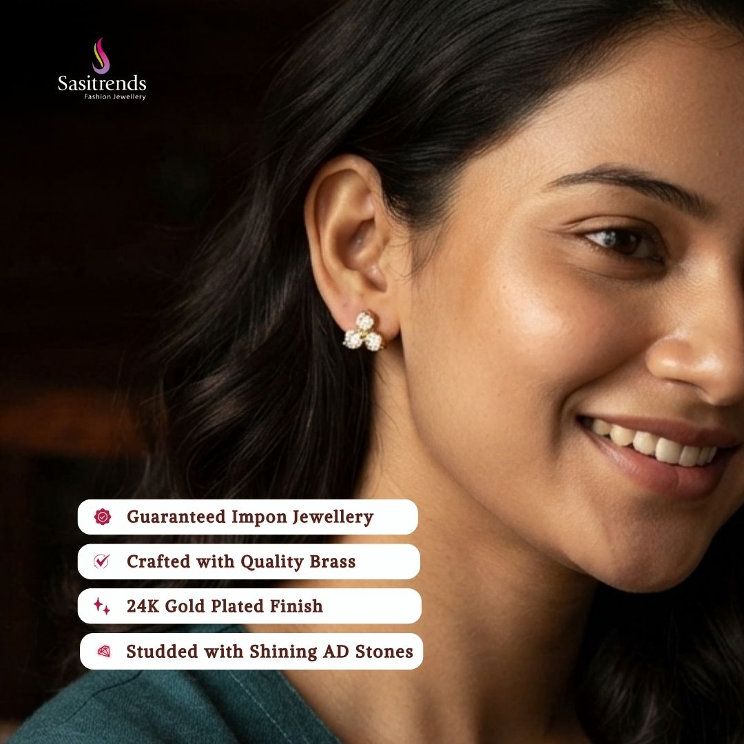 Guaranteed impon micro gold plated AD stone earrings - Sasitrends