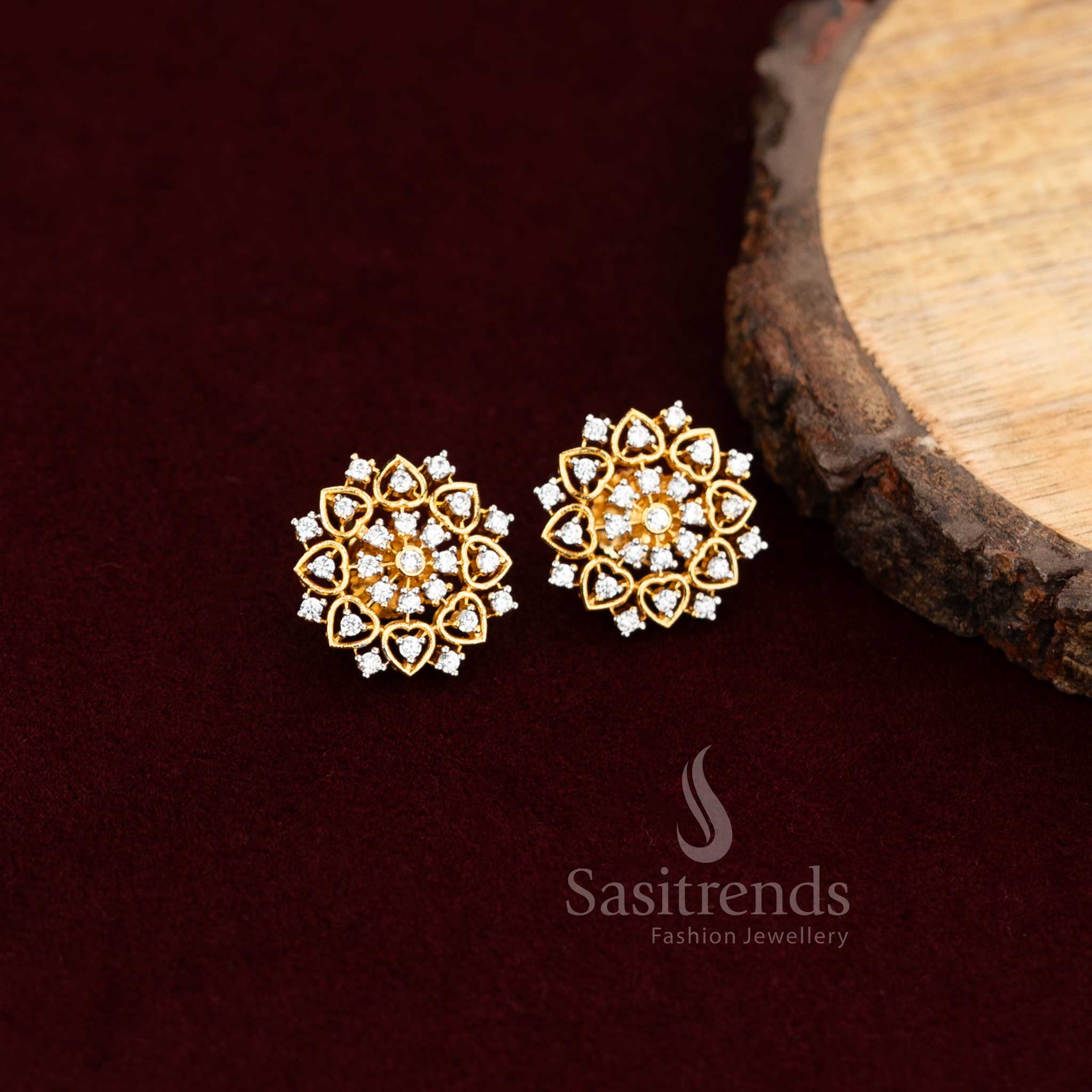 Chic Round American Diamond Stud Earrings With Minimalist Style – Perfect Jewellery Addition For Western Outfits And Party Nights – Sasitrends