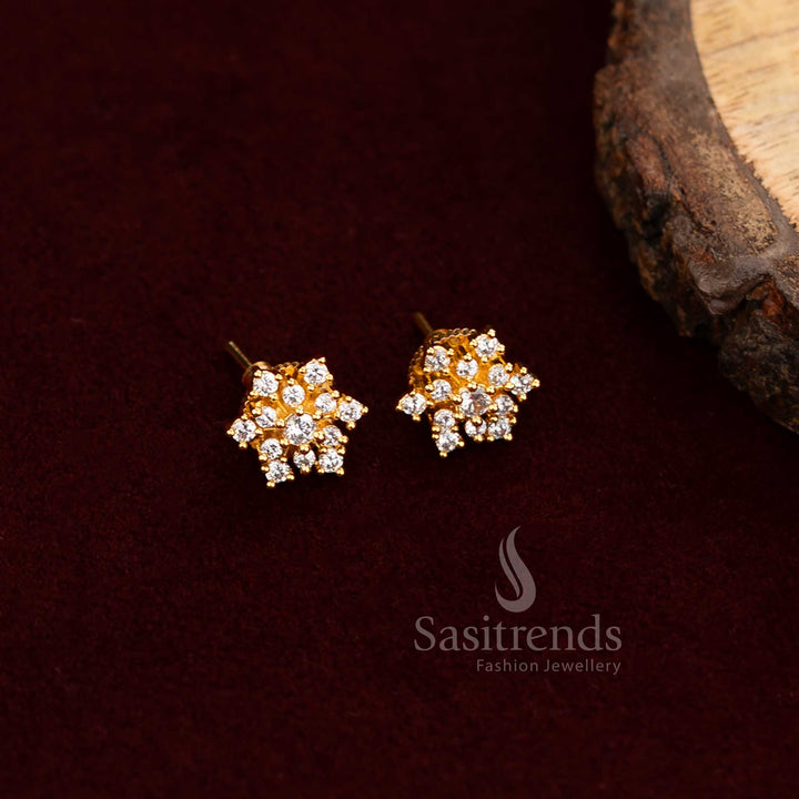 Bold Designer American Diamond Stud Earrings With A Grand Antique Look – Perfect Jewellery For Wedding Celebrations – Sasitrends