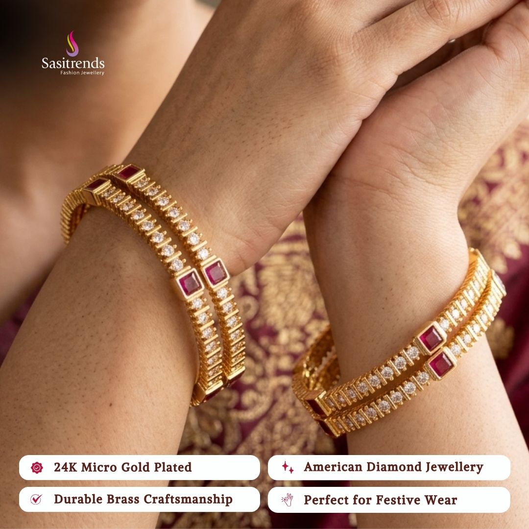 Micro gold plated bangles model image - Sasitrends