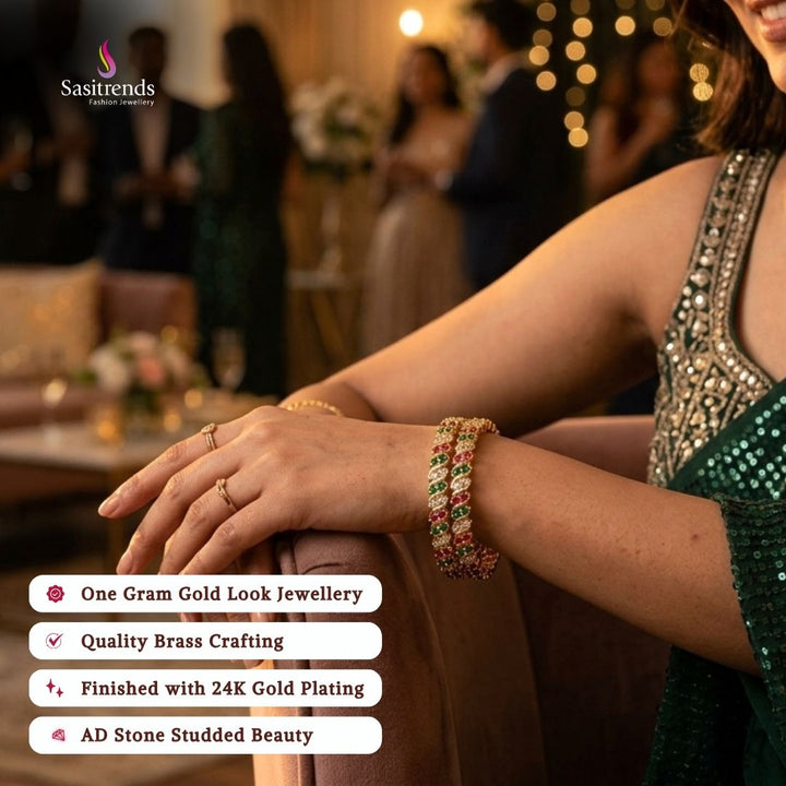 Guaranteed Micro gold plated AD stone bangles model image - Sasitrends