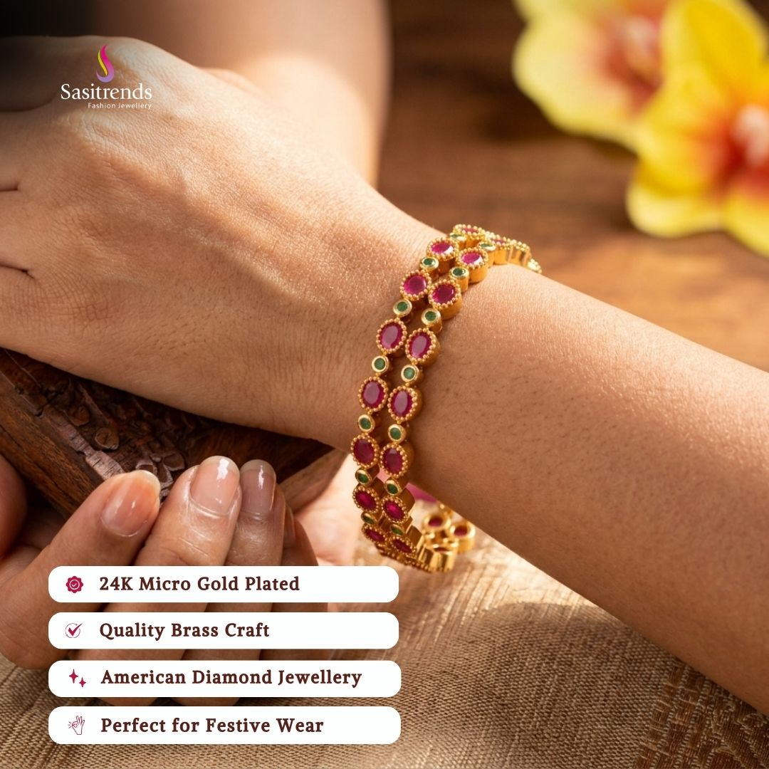 Micro gold plated bangles model image - Sasitrends