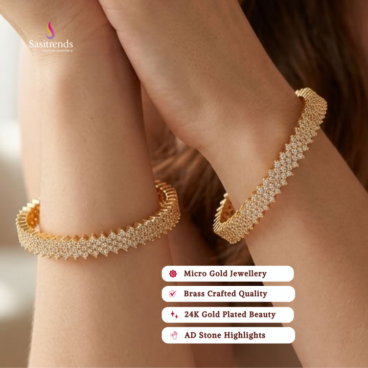 Engagement wear micro gold plated AD stone bangles - Sasitrends
