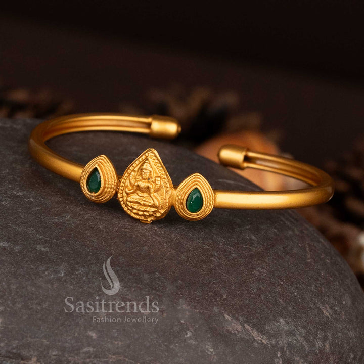 Peacock inspired matte bracelet with ruby and green stone accents - Sasitrends