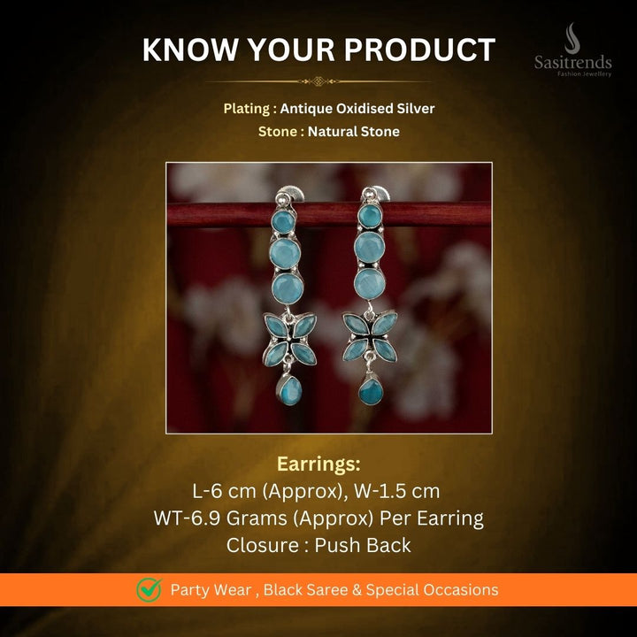 Antique Oxidised silver Earrings measurement image - Sasitrends