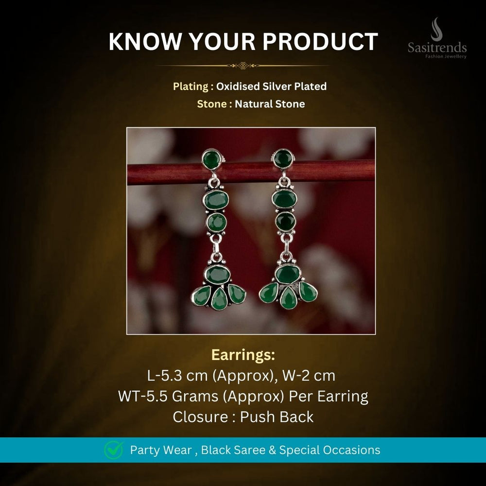 Oxidised Silver Earrings Measurement Image - Sasitrends
