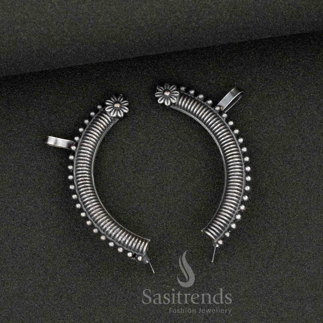Antique oxidised curved ear cuff earrings - Sasitrends