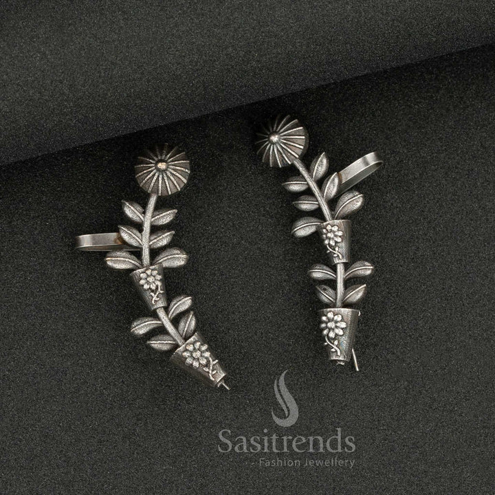 Stunning Antique Oxidised Silver Look Floral Vine Ear Cuff Earrings – Sasitrends