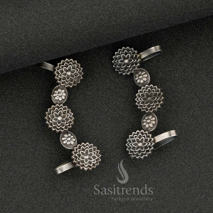 Attractive Heritage Antique Oxidised Silver Look Multi-Motif Ear Cuff Earrings – Sasitrends