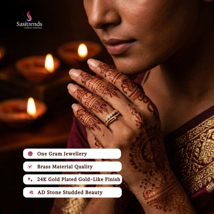 Guaranteed Micro gold plated AD stone rings model image - Sasitrends