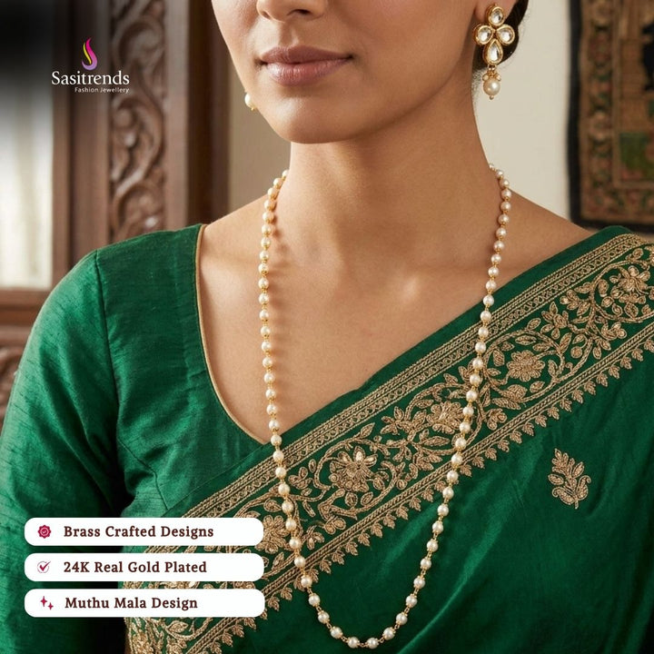 Micro gold plated muthu mala necklace image - Sasitrends