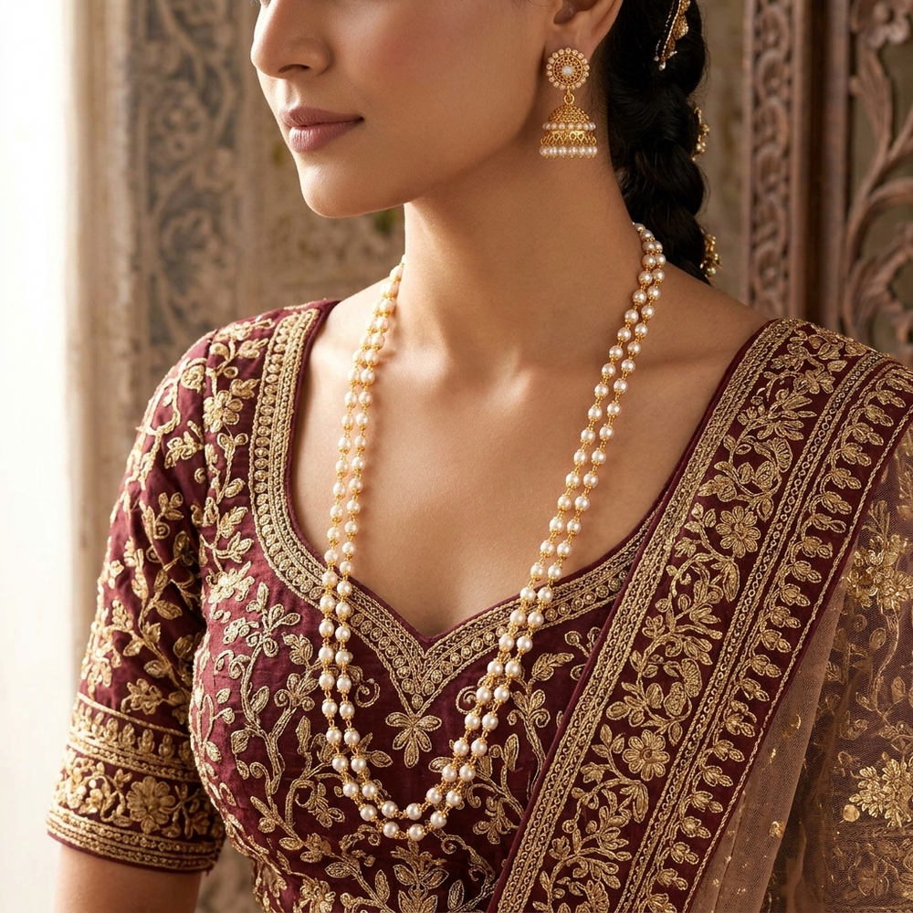 Micro gold plated muthu mala necklace image - Sasitrends