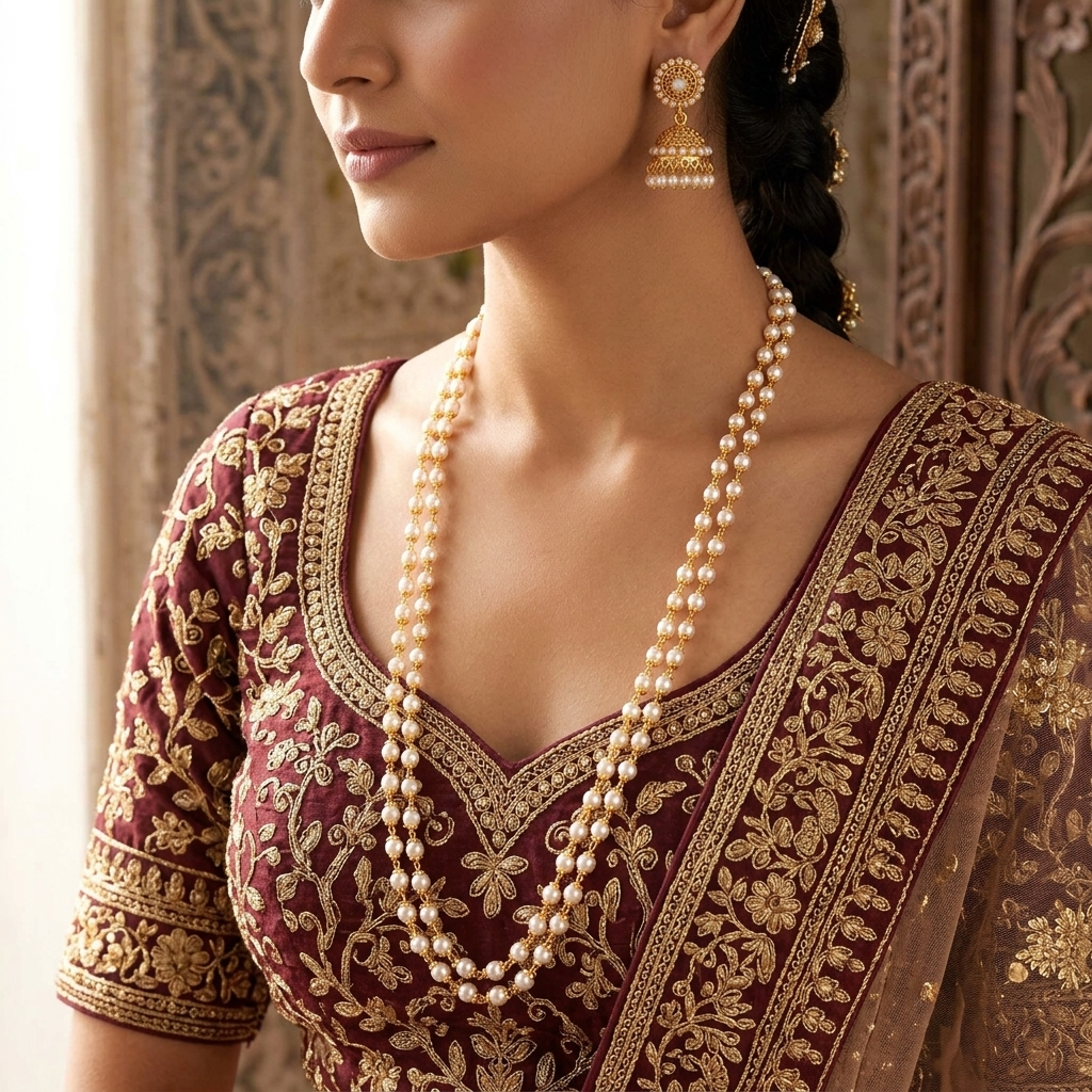 Micro gold plated muthu mala necklace image - Sasitrends