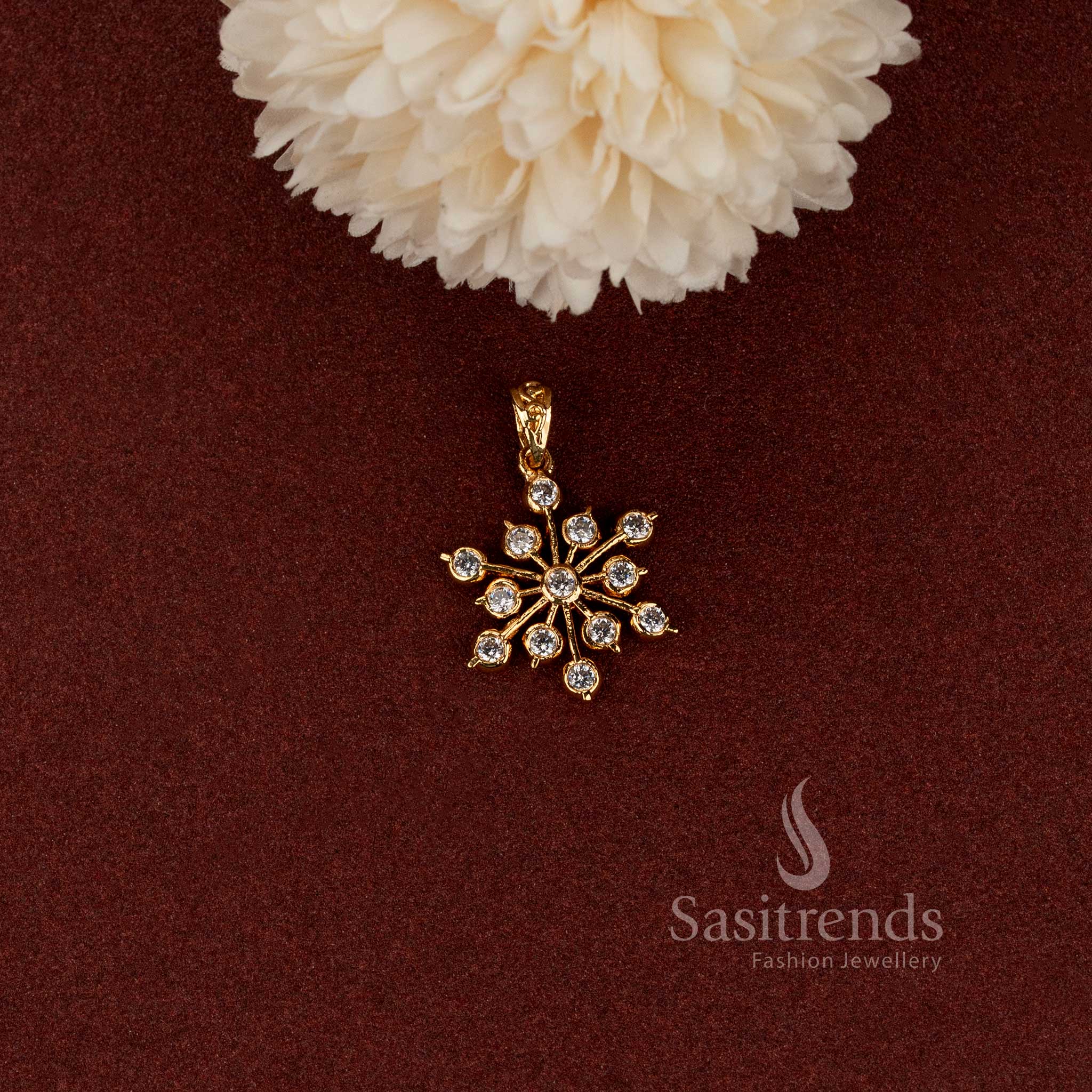 Impon Addigai 24K Gold Plated Snowflake Pendant with Stones
