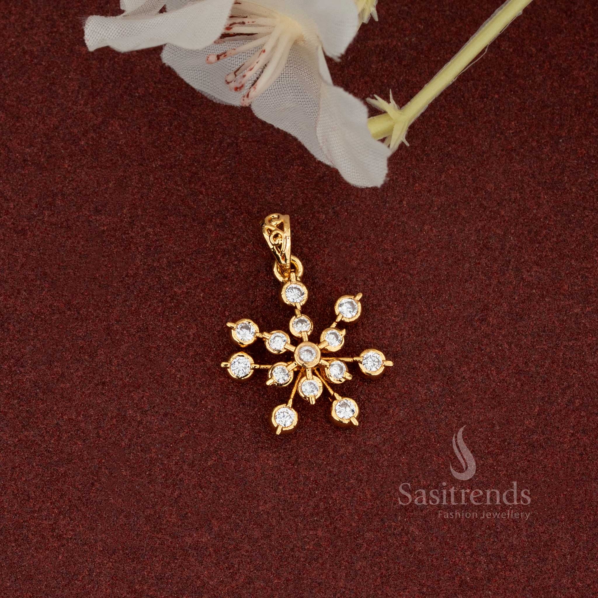 Impon Addigai 24K Gold Plated Snowflake Pendant with Stones
