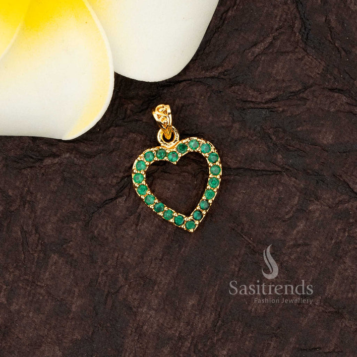 Sasitrends bridal Impon Addigai pendant with micro gold plated heart motif and green AD embellishments