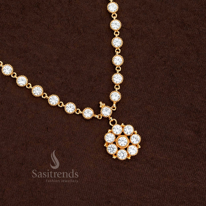 Traditional Impon Addigai Round AD Stone Necklace – Looks Like Real Gold