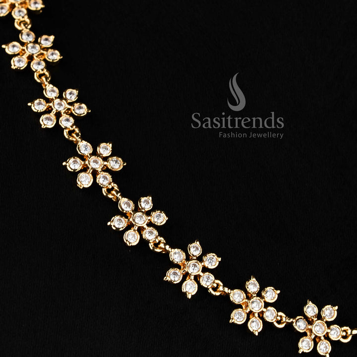 Close up of 2645I floral cluster micro gold plated Addigai for wedding wear 