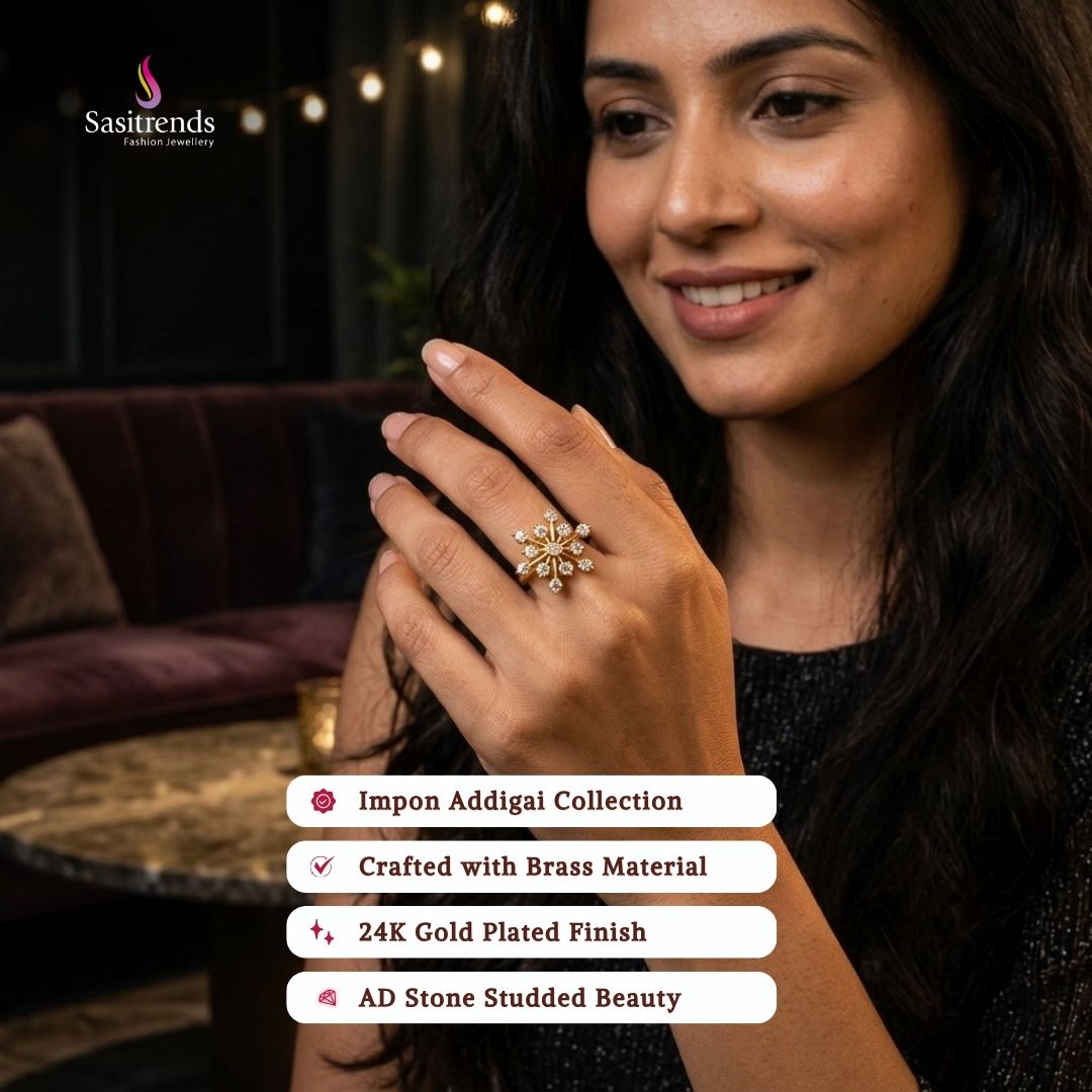 Guaranteed Micro gold plated AD stone impon ring model image - Sasitrends