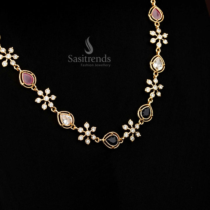 Traditional Panchaloha Inspired Micro Plated Floral Cluster Temple Necklace by Sasitrends