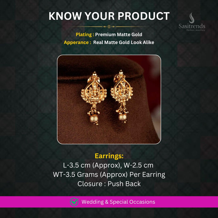 Matte Gold Plated Earrings Measurement image - Sasitrends